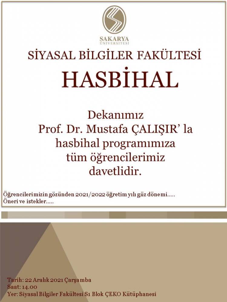 Hasbihal Programımıza Öğrencilerimiz Davetlidir