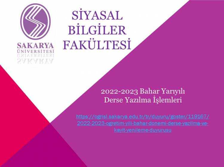 2022-2023 ÖĞRETİM YILI BAHAR DÖNEMİ DERSE YAZILMA VE KAYIT YENİLEME DUYURUSU